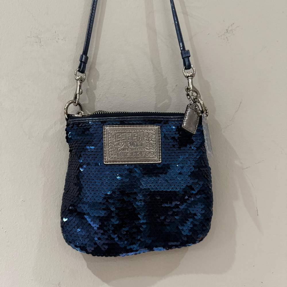 Coach Blue Sequins Poppy Crossbody